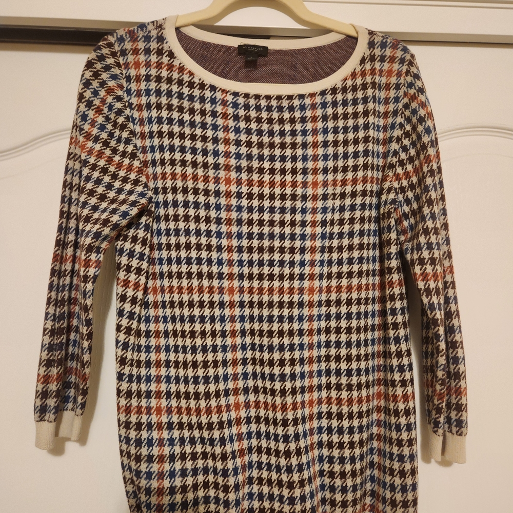 Ann Taylor Houndstooth Colorful Sweater
